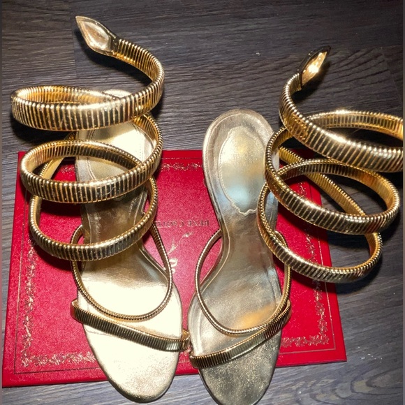 Rene CaoVilla Omega / Juniper Snake Spiral-Wrap Stiletto Sandals - Picture 8 of 16